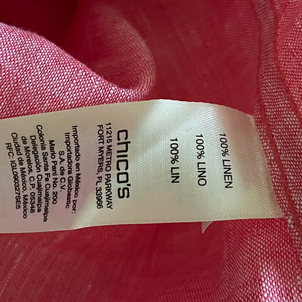 CHICO’S Size 0 Linen tunic.  So cool and breezy. tangerine color.  EUC - Picture 7 of 7